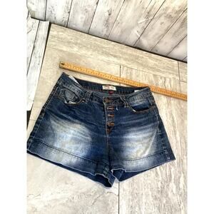 Lei Youth Girls Tatum Button Fly High Rise Blue Denim Jean Shorts Size 11